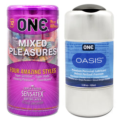 Gambar ONE® Kondom Mixed Pleasures 12 Pcs  ONE® Lubricant Oasis - 100 mL Kondom