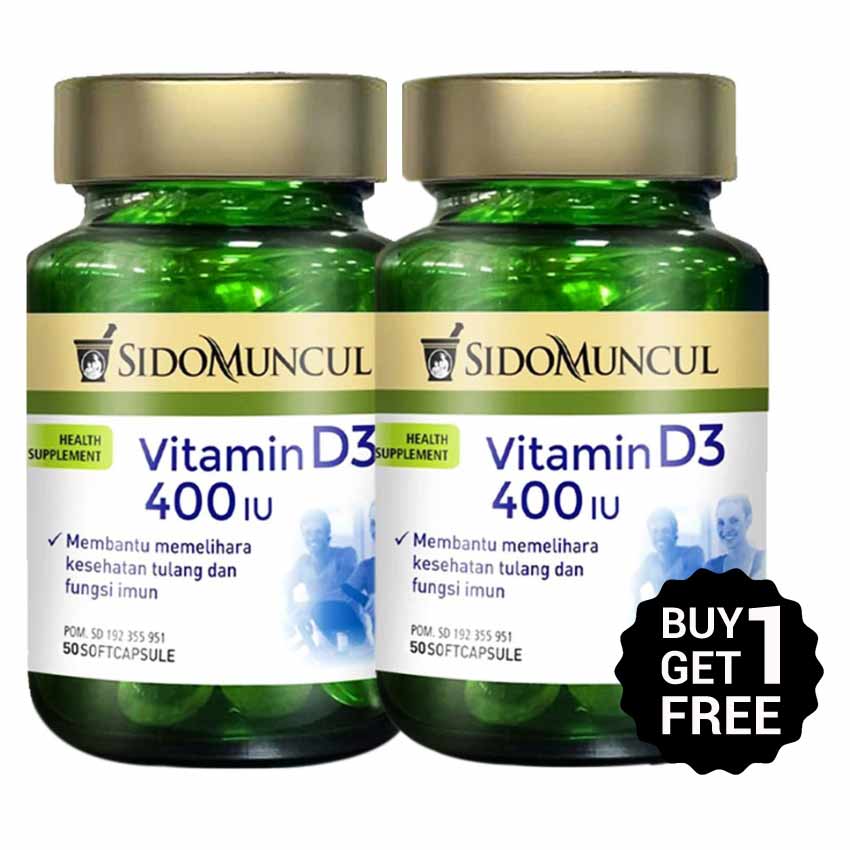 Sidomuncul Natural Vitamin D3 400 IU - 50 Softgels - BUY 1 GET 1 FREE