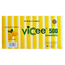 Gambar Vicee Vitamin C 500 mg Rasa Lemon - 100 Tablet Suplemen Kesehatan