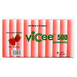 Gambar Vicee Vitamin C 500 mg Rasa Strawberry - 100 Tablet Suplemen Kesehatan