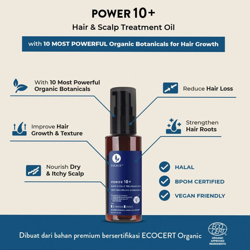 Eucalie Organic Hair & Scalp Treatment Oil Power 10+ - 45 mL