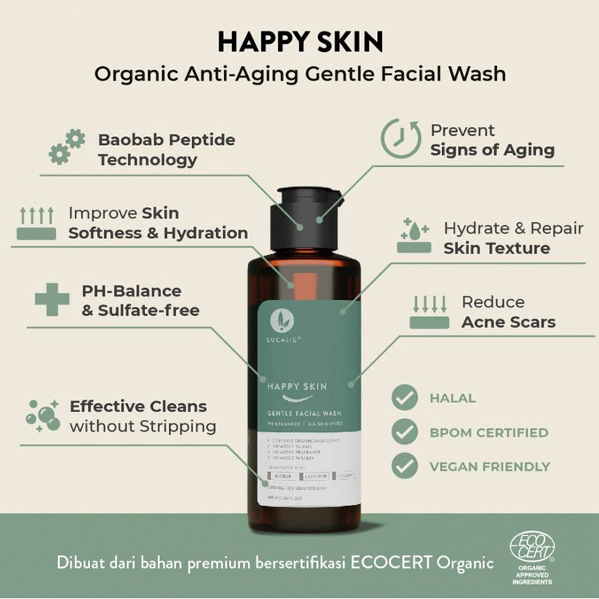Eucalie Happy Skin Organic Anti Aging Facial Wash - 50 mL