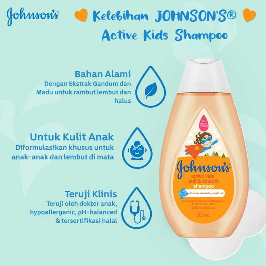 Gambar Johnson's Active Kids Shampoo Soft & Smooth - 200 mL Perlengkapan Bayi & Anak