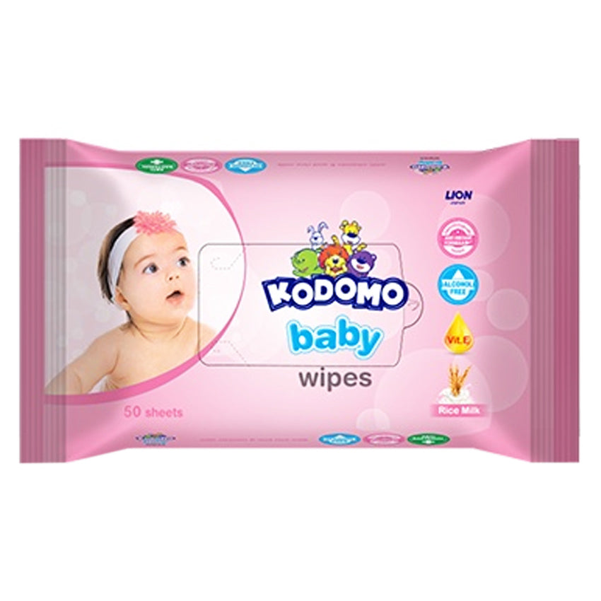 Kodomo Baby Wipes Rice Milk Pink - 50 Sheets