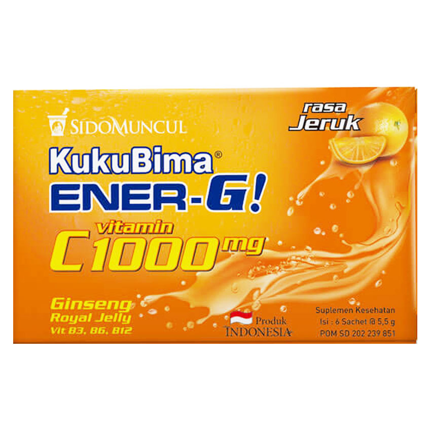 Gambar Kuku Bima Ener-G Vitamin C 1000 mg Rasa Jeruk - 6 Sachets Suplemen Kesehatan