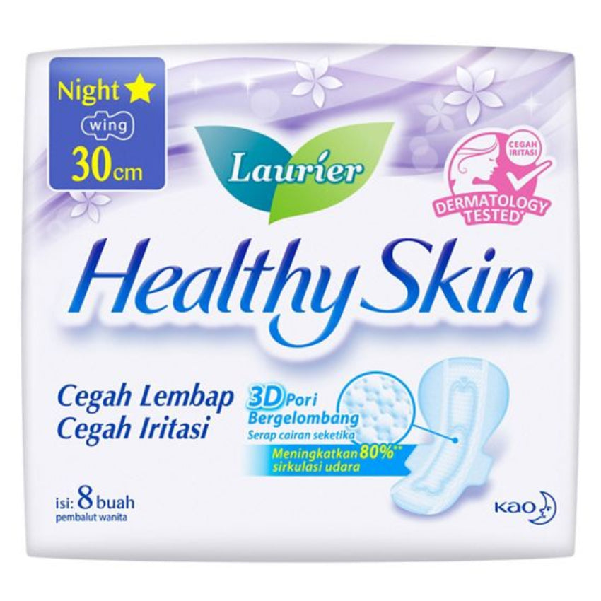 Laurier Healthy Skin Night Wing 30 cm - 8 Pads