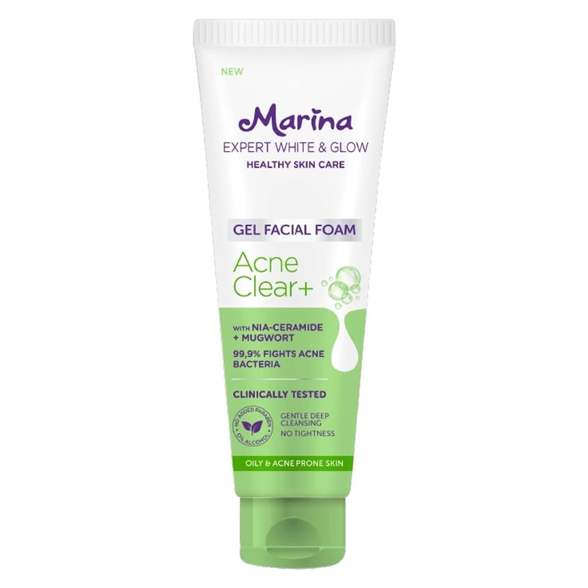 Marina Expert White & Glow Gel Facial Foam Acne Clear+ - 100 mL