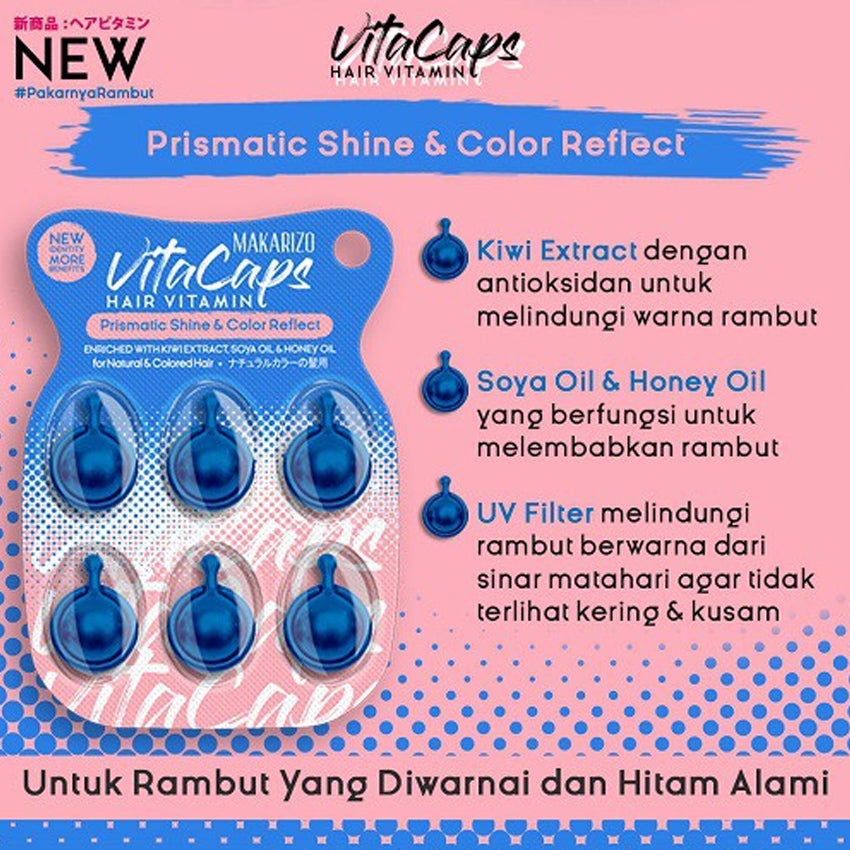 Makarizo Vitacaps Hair Vitamin Prismatic Shine and Color Reflect - 6 Pcs