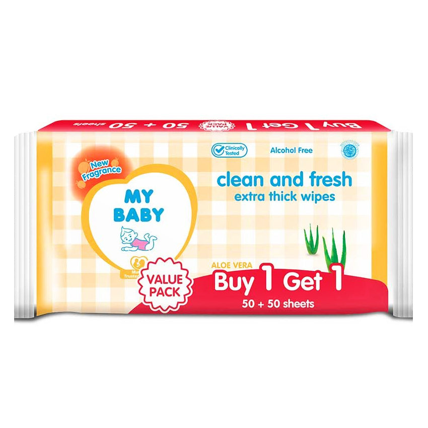 Gambar My Baby Antibacterial Clean & Fresh Extra Thick Wipes - 50 Sheets Jenis Perlengkapan Bayi & Anak