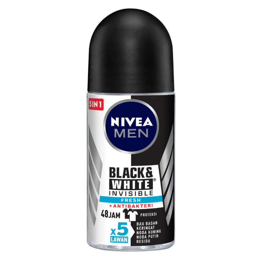 Gambar Nivea Men Black & White Invisible Fresh+Antibacteri Deodorant Roll On - 50 mL Perawatan Tubuh