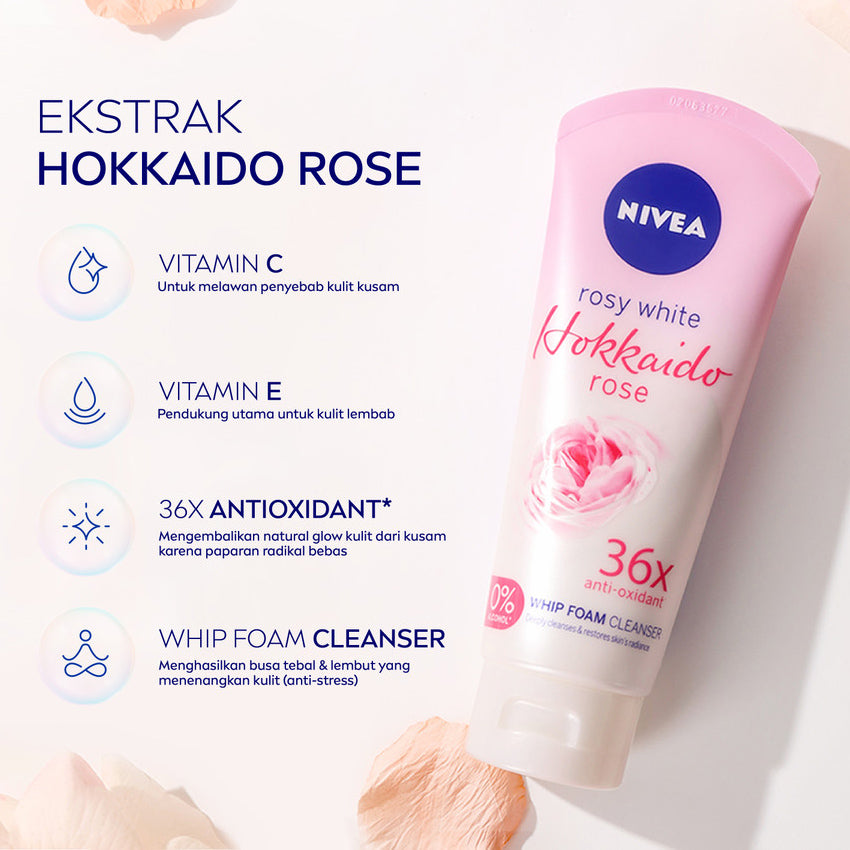 Nivea Hokkaido Rose Whip Facial Foam - 100 mL