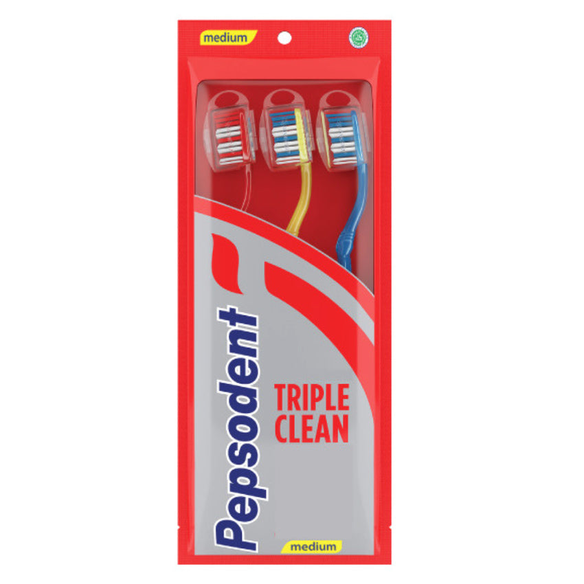 Gambar Pepsodent Triple Clean Medium Toothbrush - 3 Pcs Jenis Perawatan Mulut