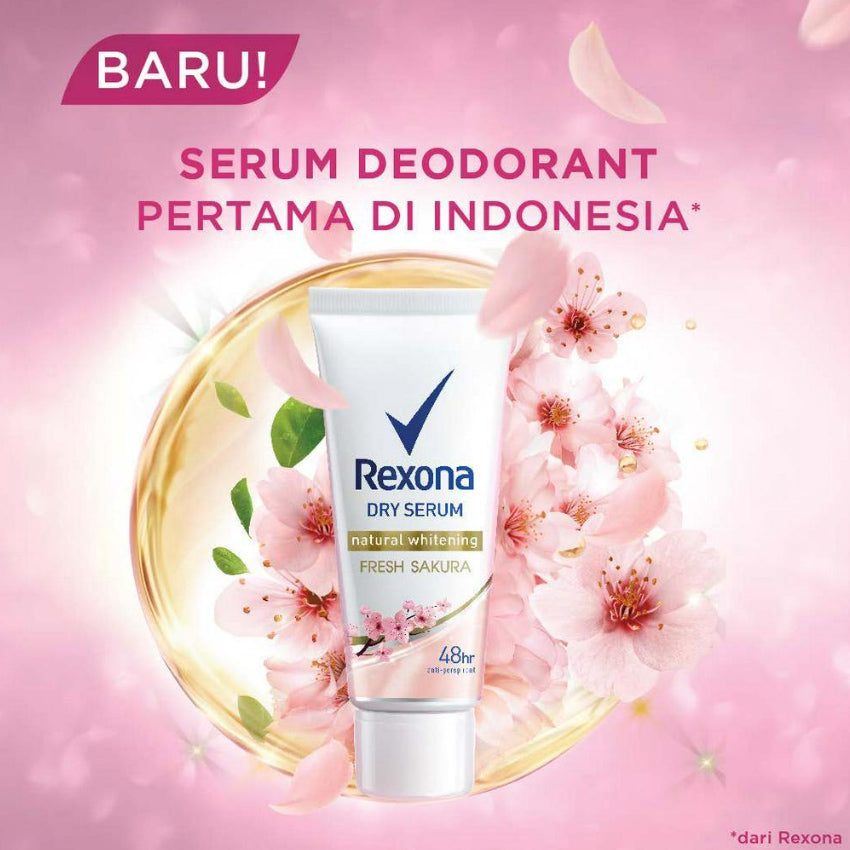 Gambar Rexona Dry Serum Natural Brightening Fresh Sakura Roll On Deodorant - 50 mL Jenis Deodorant