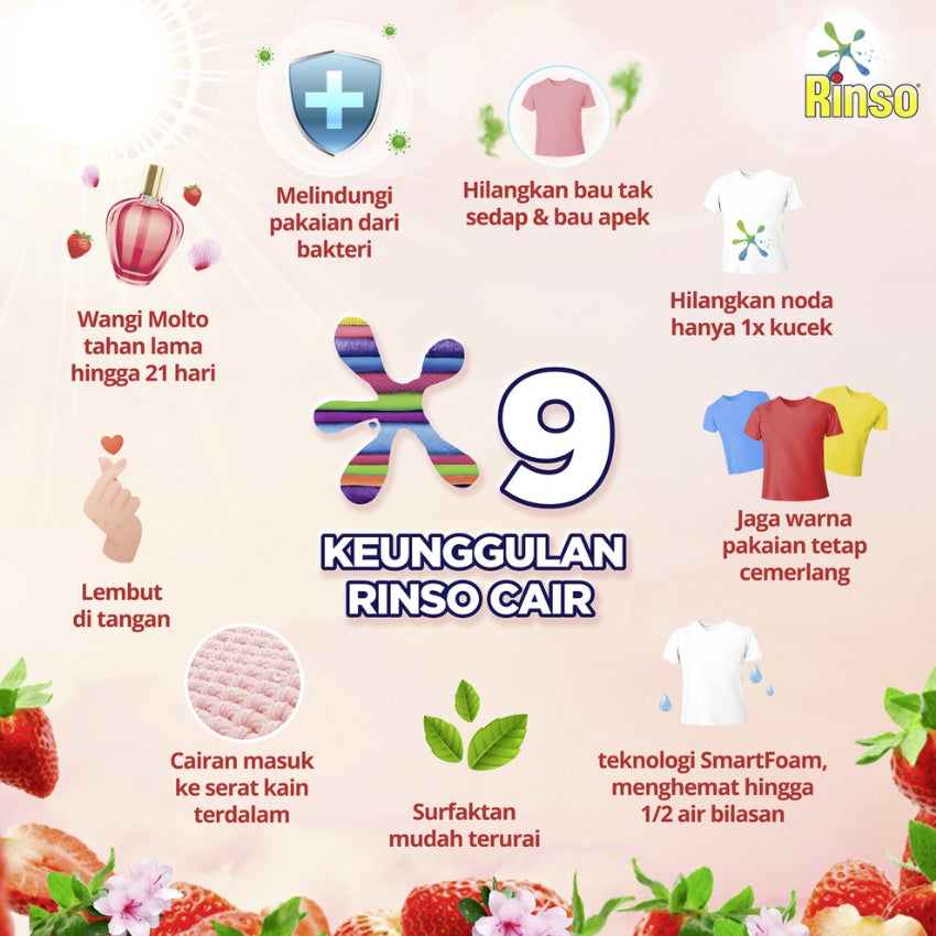 Gambar Rinso Molto Korean Strawberry Detergent Pouch - 700 gr Jenis Perlengkapan Rumah