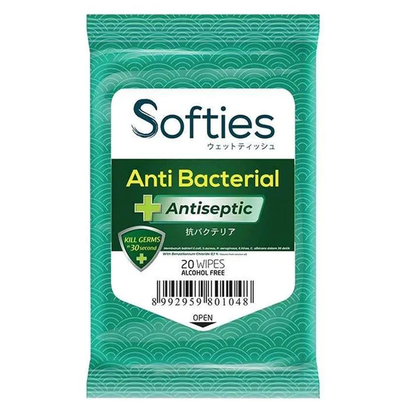 Softies Anti Bacterial Antiseptic Wipes - 20 Sheets