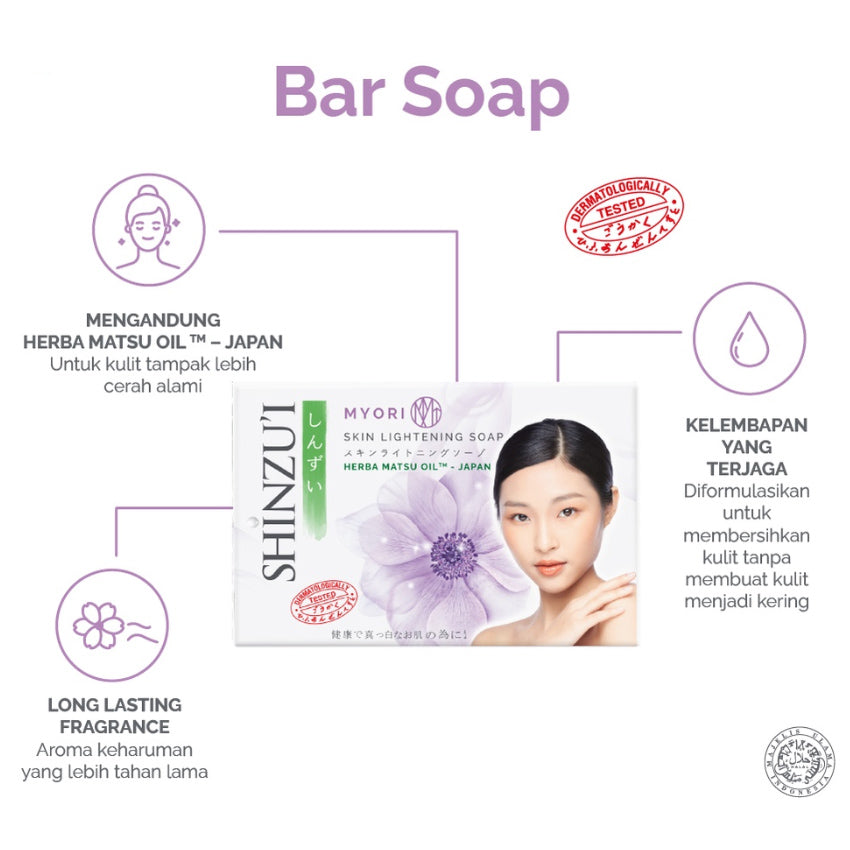 Gambar Shinzui Myori Skin Lightening Bar Soap - 85 gr Jenis Perawatan Tubuh