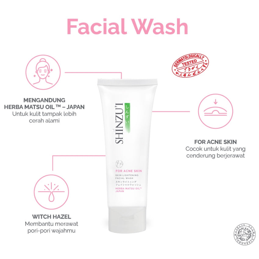 GambarShinzui Skin Lightening Facial Wash for Acne Skin - 80 gr Jenis Perawatan Tubuh