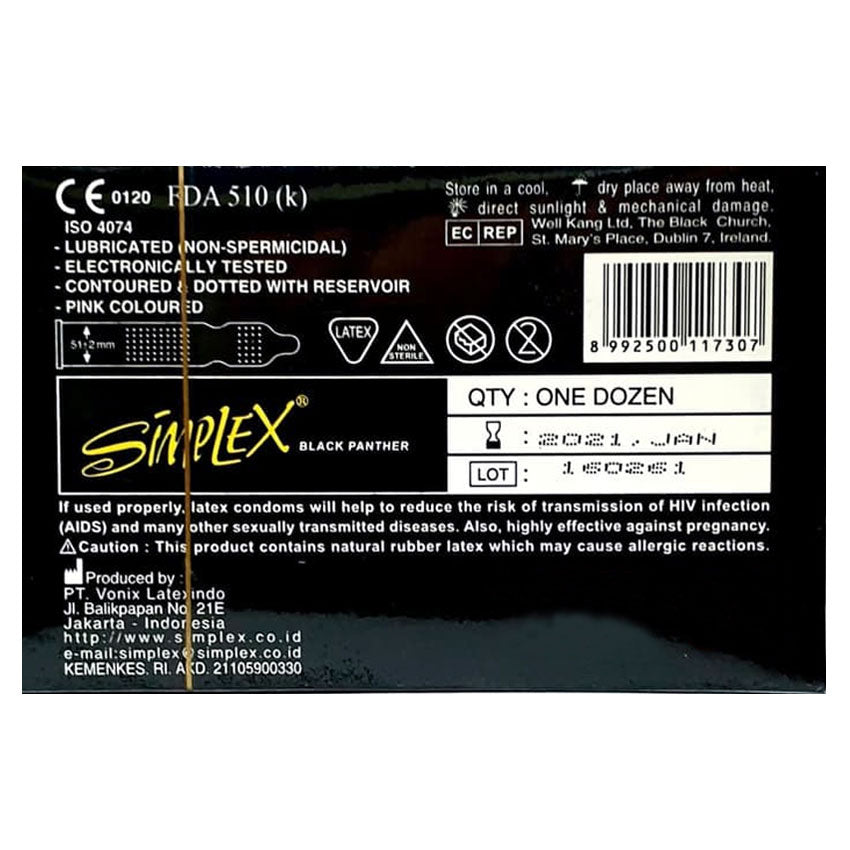Simplex Kondom Black Panther - 12 Pcs
