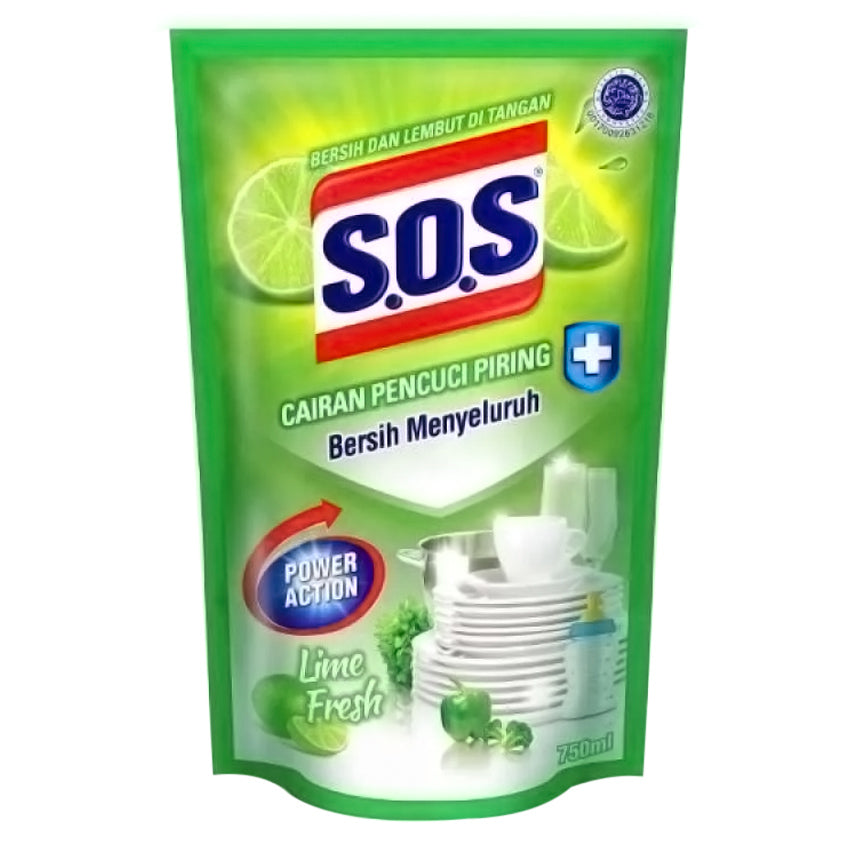 Gambar SOS Sabun Cuci Piring Lime Pouch Antibacterial - 750 ml Jenis Home Living