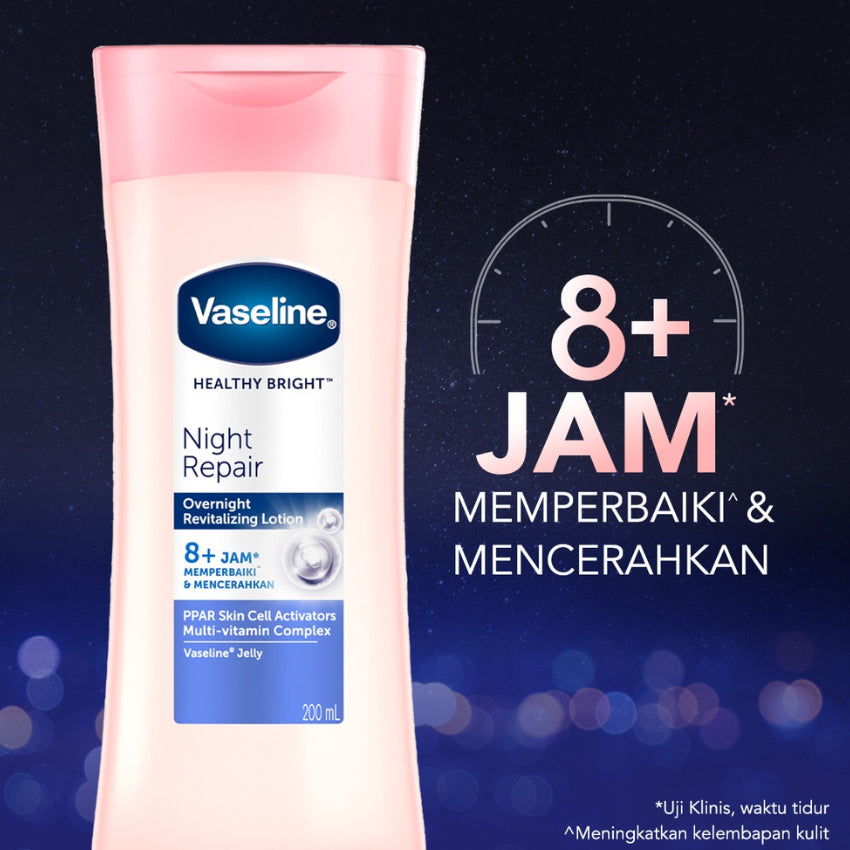 Gambar Vaseline Healthy Bright Night Repair Hand Body Lotion - 200 mL Jenis Perawatan Tubuh