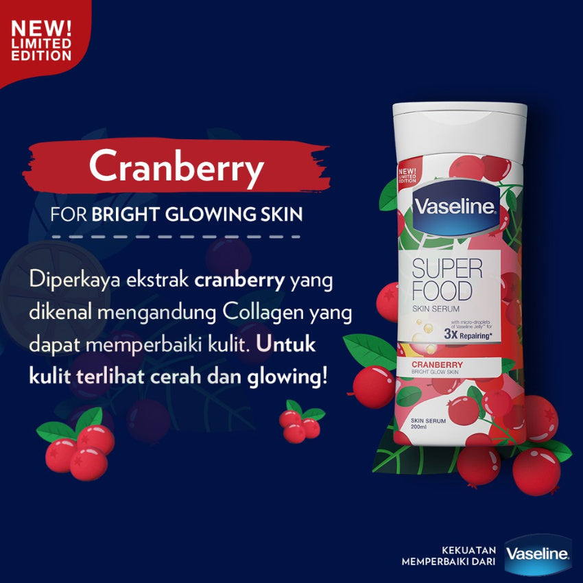 Gambar Vaseline Super Food Cranberry Hand Body Lotion - 200 mL Jenis Perawatan Tubuh