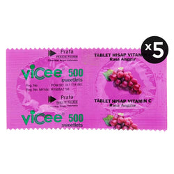 Gambar Vicee Vitamin C 500 mg Rasa Anggur - 10 Tablet Suplemen Kesehatan