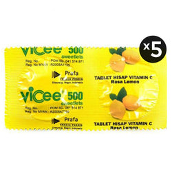 Gambar Vicee Vitamin C 500 mg Rasa Lemon - 10 Tablet Suplemen Kesehatan