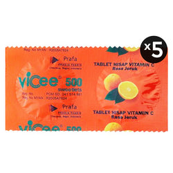 Gambar Vicee Vitamin C 500 mg Rasa Jeruk - 10 Tablet Suplemen Kesehatan