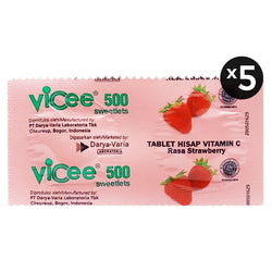 Gambar Vicee Vitamin C 500 mg Rasa Strawberry - 10 Tablet Suplemen Kesehatan
