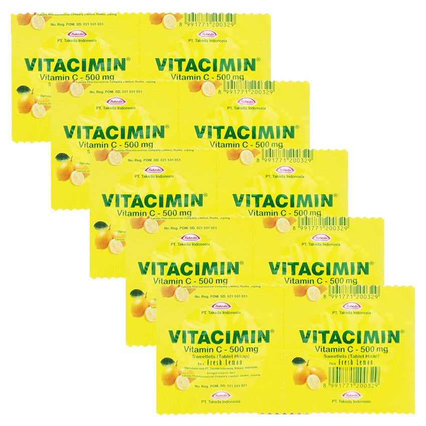 Gambar Vitacimin Vitamin C 500 mg Rasa Fresh Lemon - 10 Tablet Suplemen Kesehatan