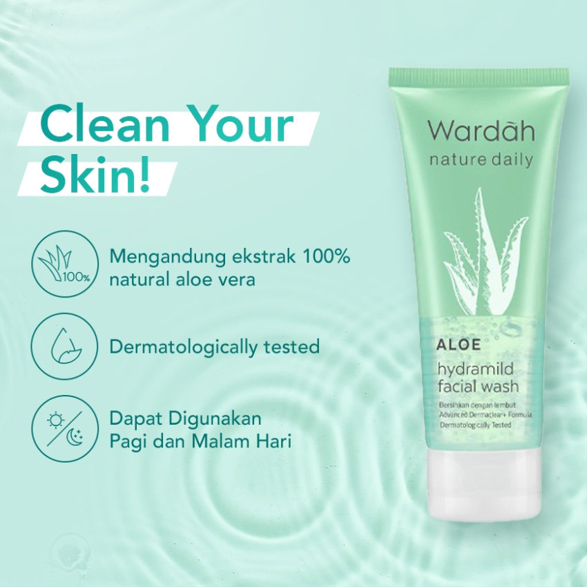 Gambar Wardah Nature Daily Aloe Hydramild Facial Wash - 60 mL Jenis Perawatan Wajah