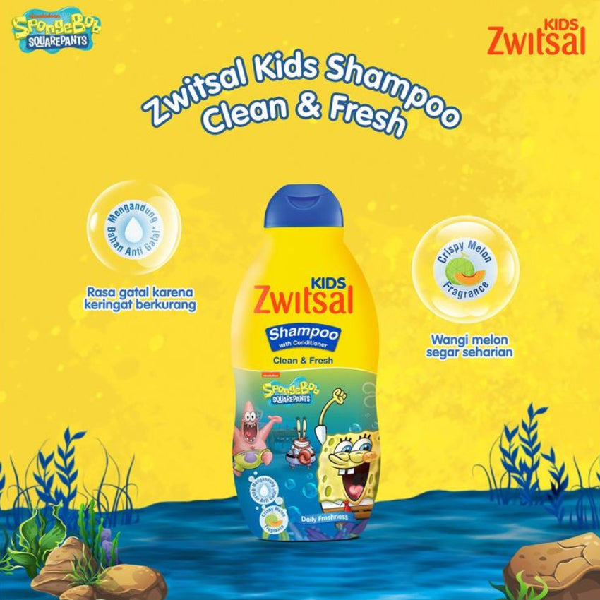 Zwitsal Kids Blue Clean & Fresh Shampoo with Conditioner - 180 mL