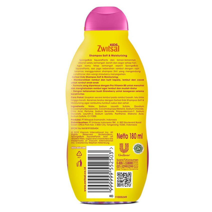Zwitsal Kids Pink Soft & Moisturizing Shampoo with Conditioner - 180 mL