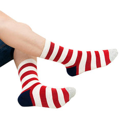 Gambar Kotton Kreme Stripy Pippy Crew Socks - Red Pakaian Dalam Pria