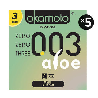 Okamoto Kondom Aloe - 3 Pcs (5 Box)